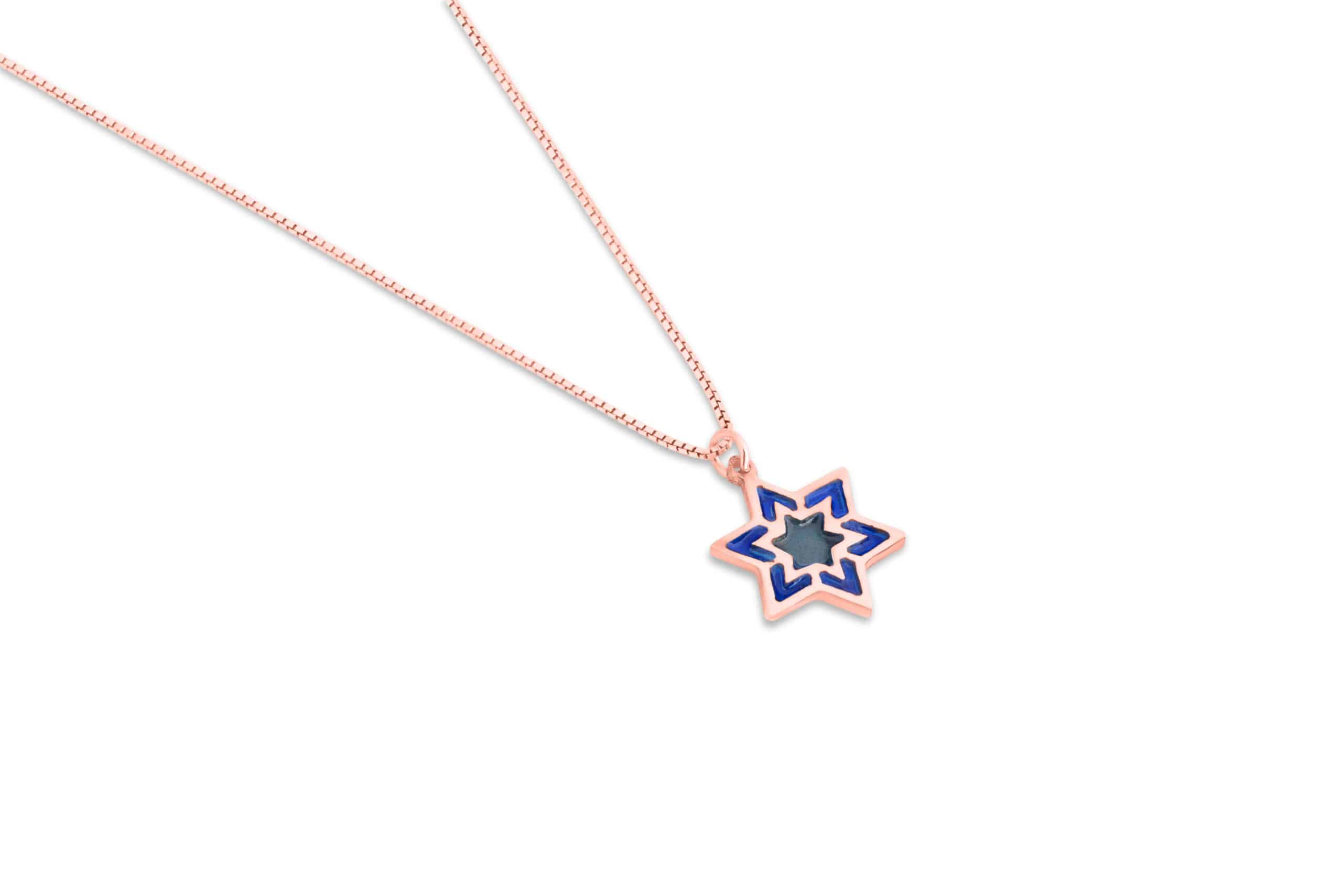 Small Magen David Necklace with Enamel
