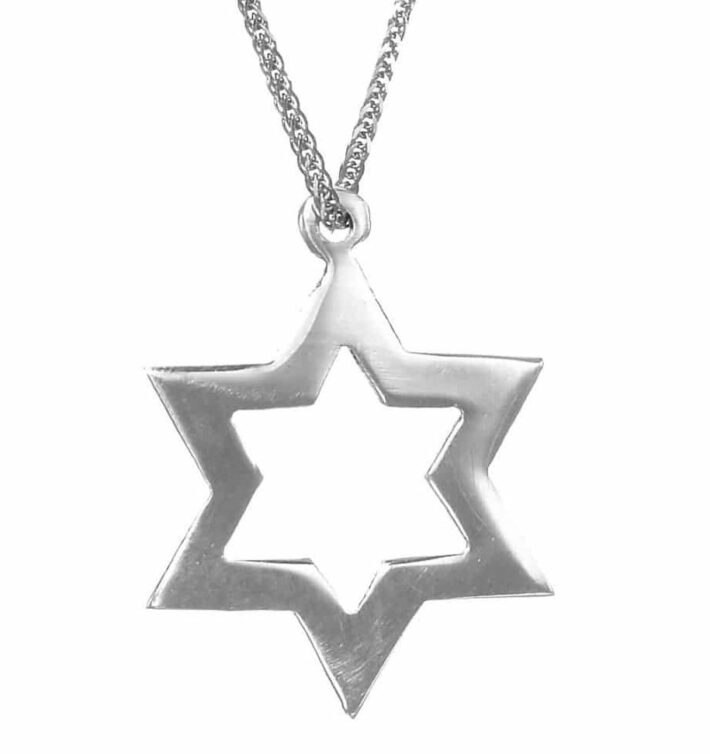 Modern & Unique Hollow 14K White Gold Star of David Necklace
