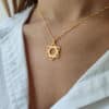 Swirly Star of David and Hearts Gold Pendant
