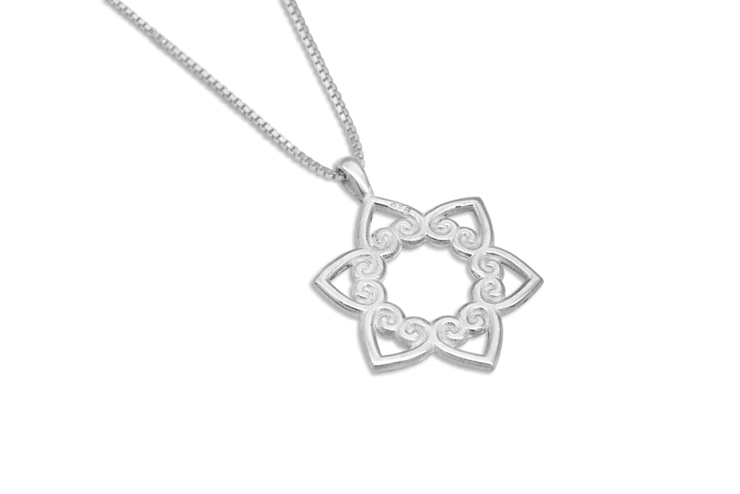 Swirly Star of David and Hearts Gold Pendant