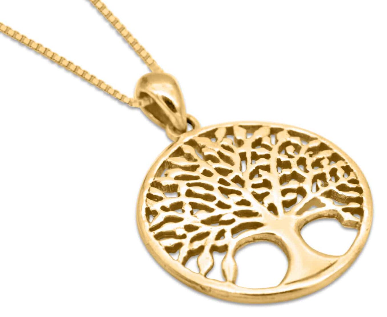 Hollow 14K Gold Tree of Life Necklace