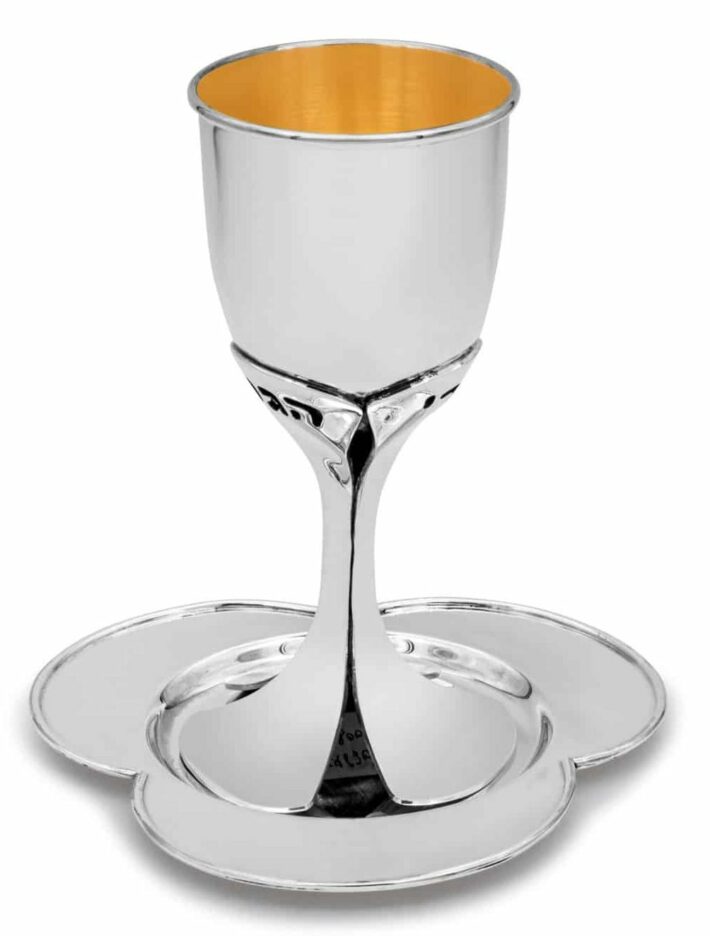 Special Floral Kiddush Cup With Hebrew Shabbat blessing