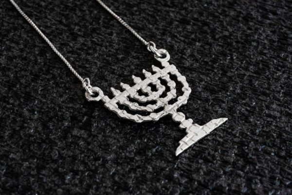 Sterling Silver Menorah-Shaped Necklace