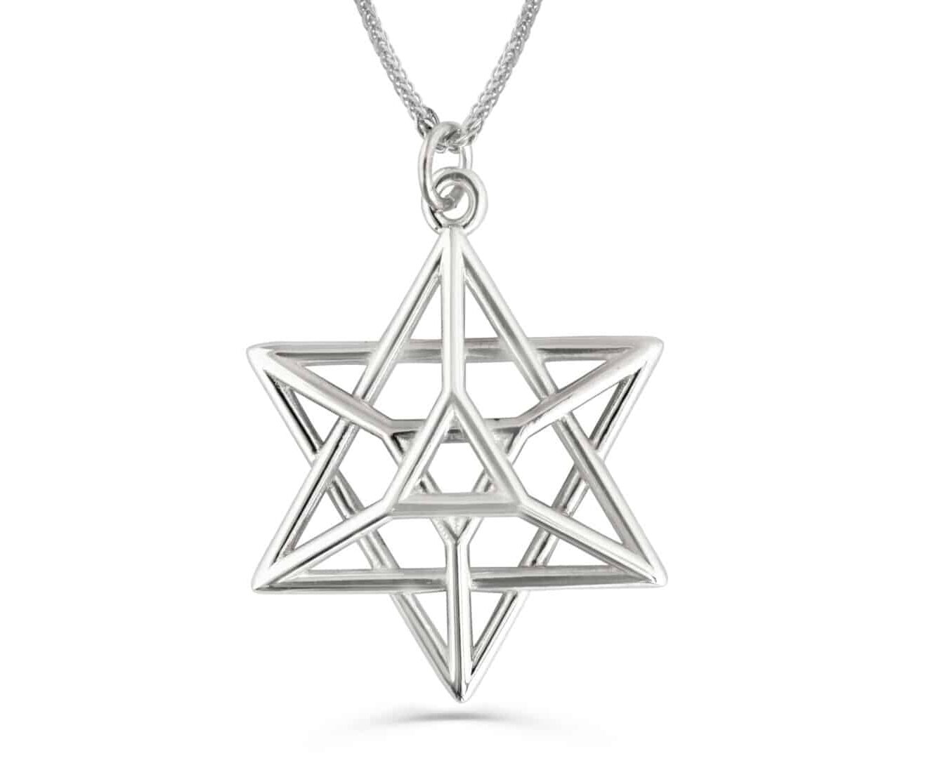 Sterling Silver Geomteric Star of David Necklace