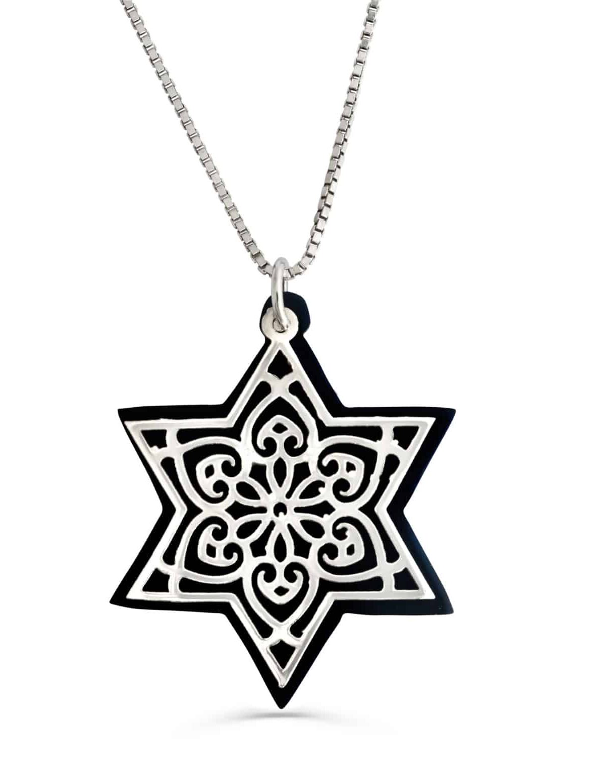 Aluminum and Silver Star of David Necklace