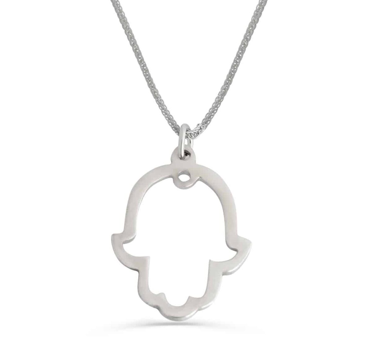 Sterling Silver Hamsa Cut-Out Necklace