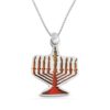 Menorah Sterling Silver Necklace with Enamel