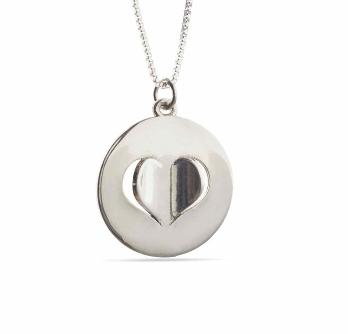 Folding Heart Sterling Silver Necklace