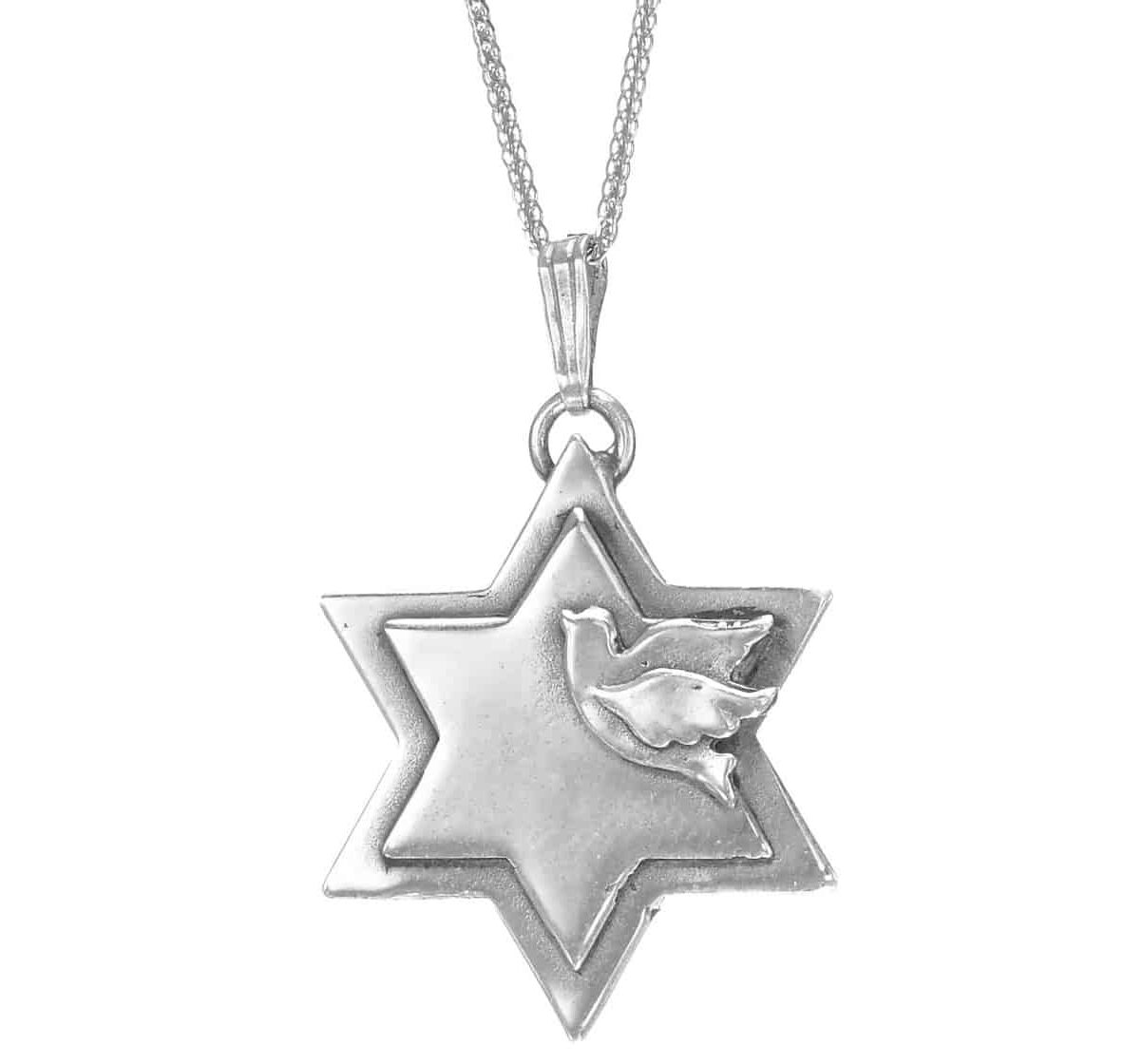 Sterling Silver Star of David and Dove Pendant