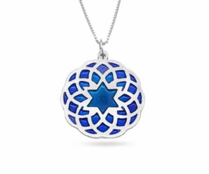 Mandala Star Sterling Silver Enameled Necklace