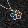 Star of David Floral Necklace with Enamel