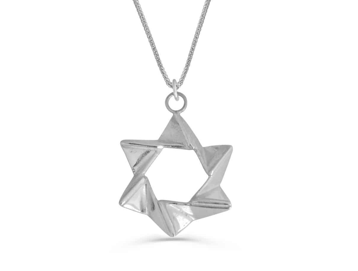 Modern Star of David Silver Charming Necklace