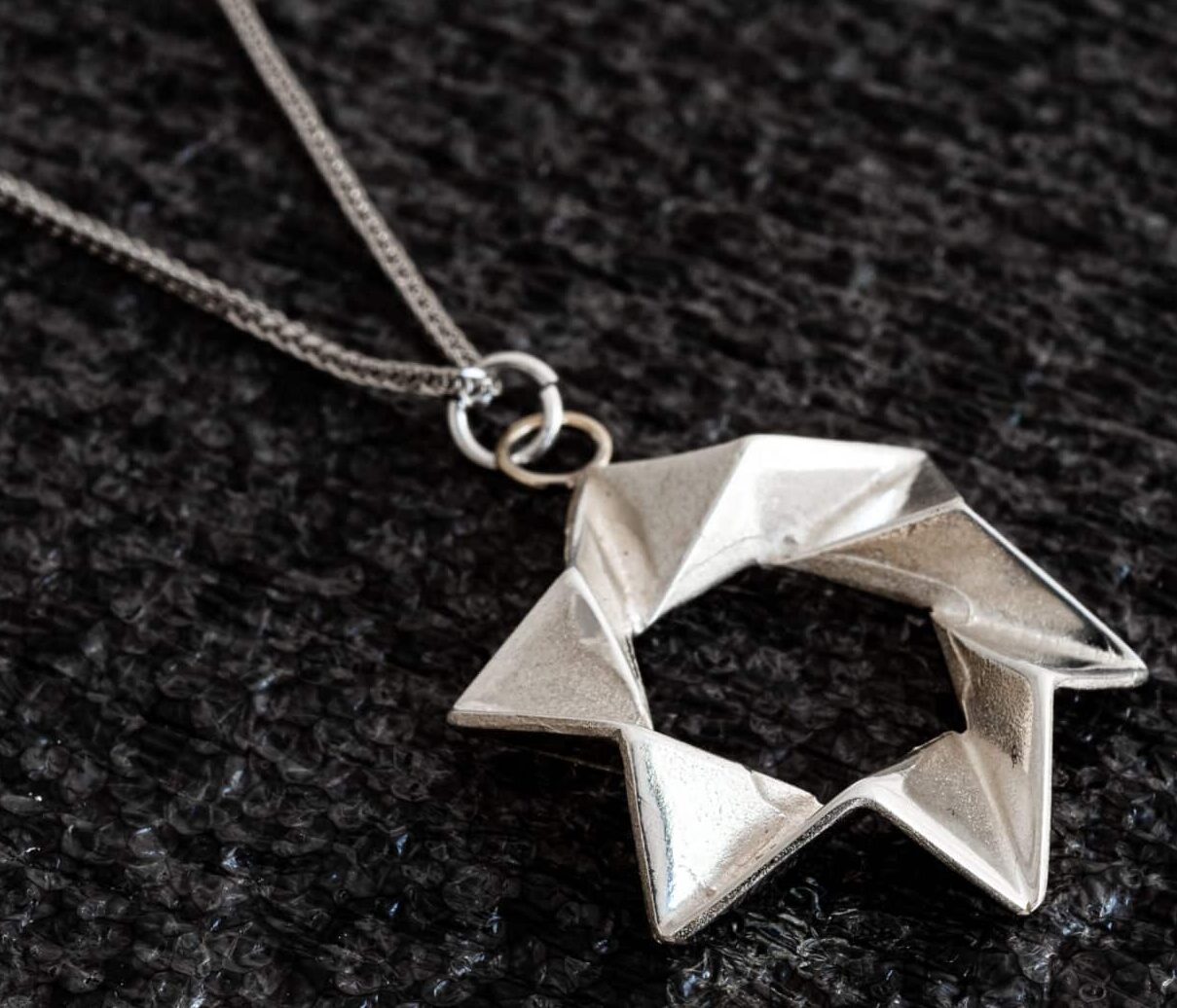 Modern Star of David Silver Charming Necklace