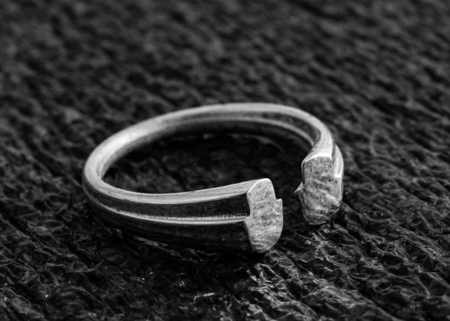 Sterling Silver Half Opened Hamsas Ring