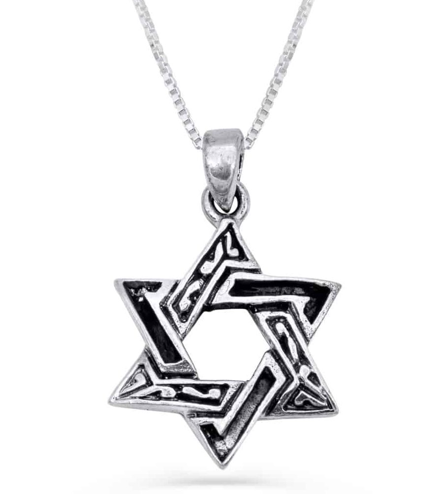 Large Sterling Silver Star of David Pendant with Adornments