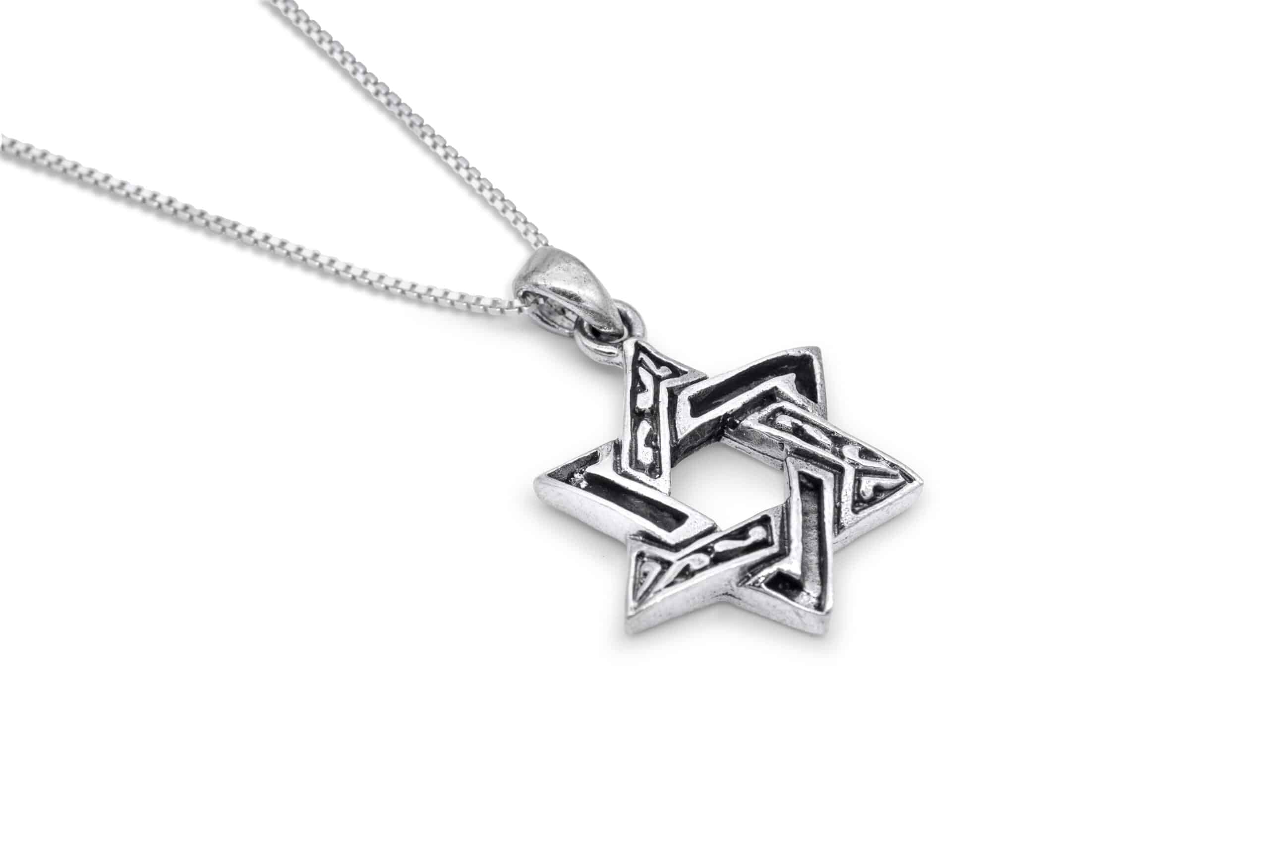 Large Sterling Silver Star of David Pendant with Adornments
