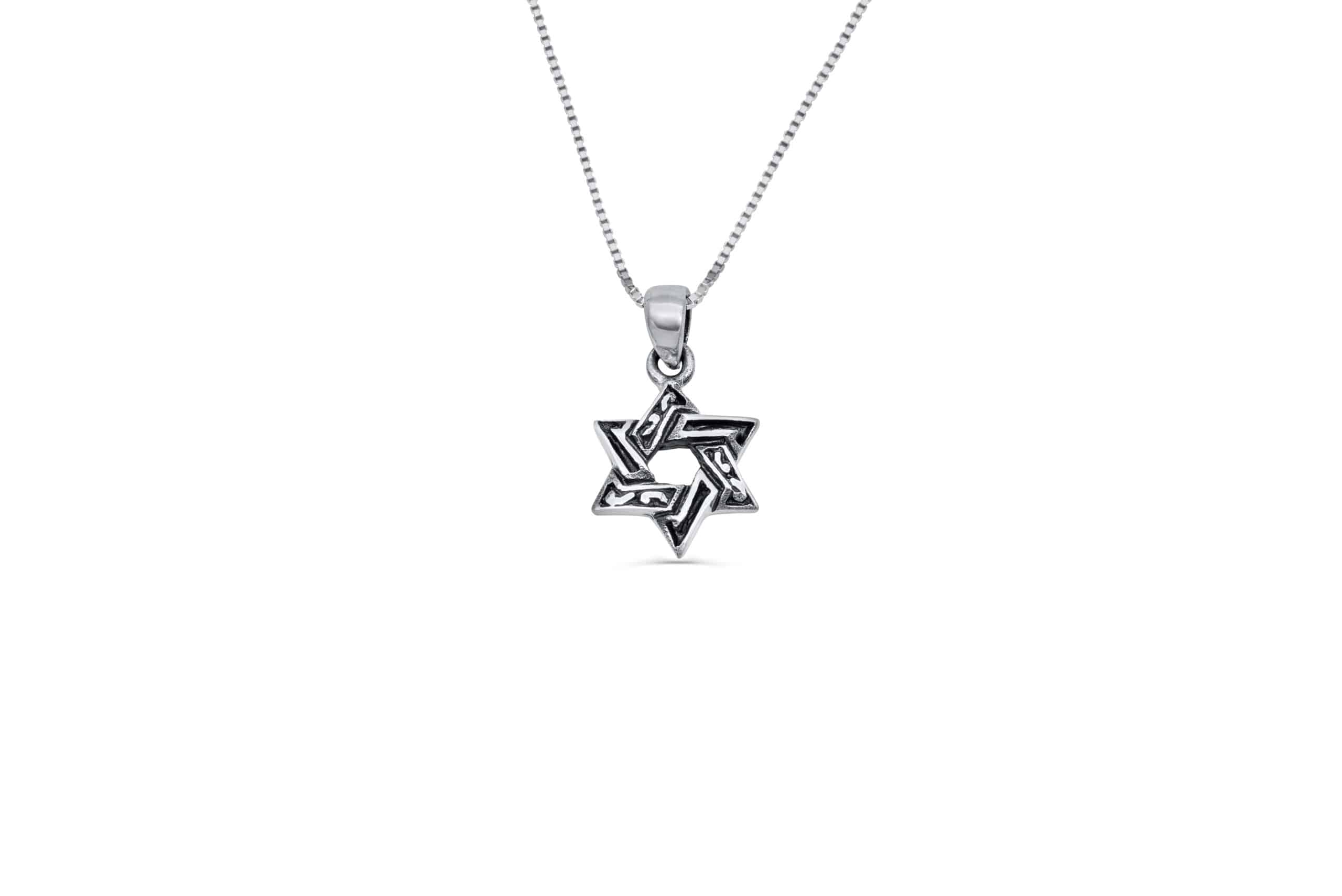 Small Silver Star of David Adorned Pendant