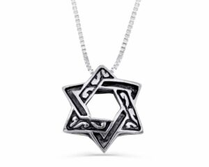 Large and Decorated Embellished Chunky Silver Star of David Pendant