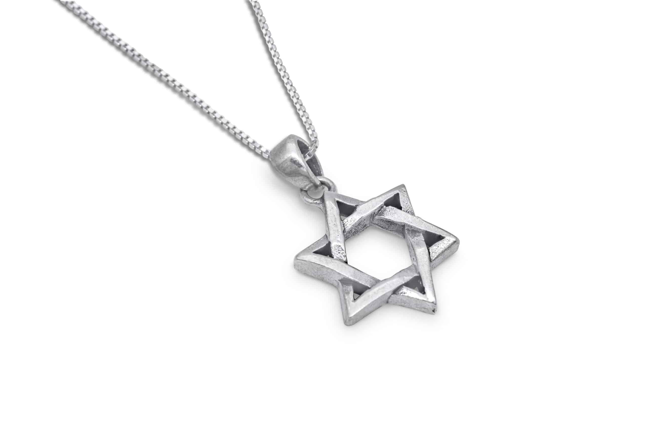 Large Braided Star of David Silver Pendant