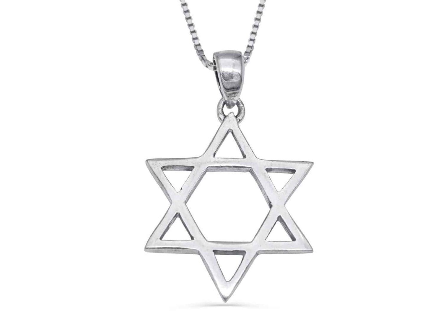 Big and Classic Silver Star of David Necklace