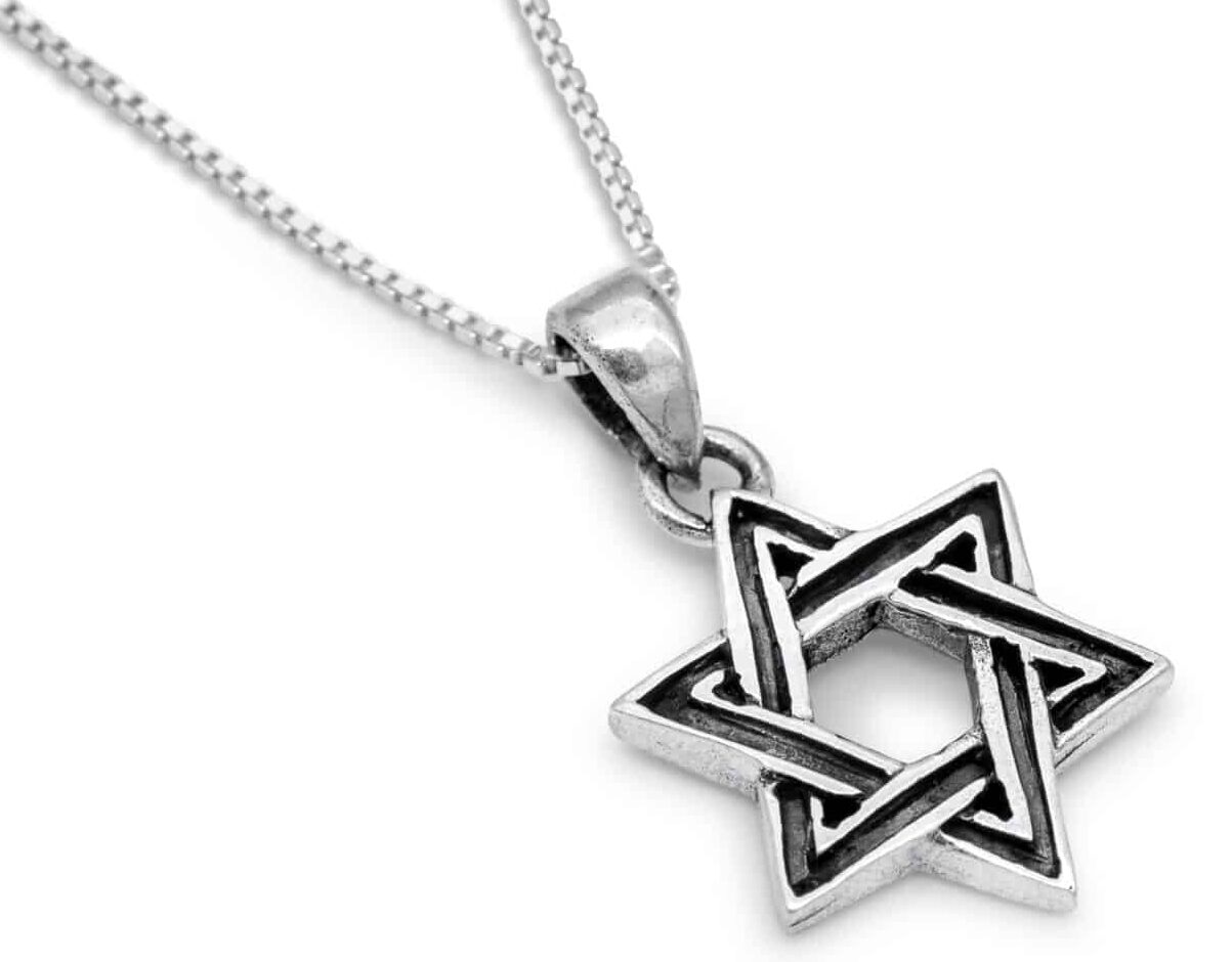 Magen David with Outlines Silver Pendant