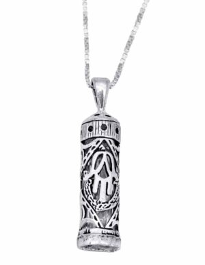 Mezuzah Silver Pendant with Hamsa Symbol