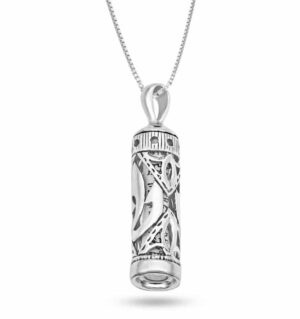 Sterling Silver Mezuzah Pendant with Shin Lettering