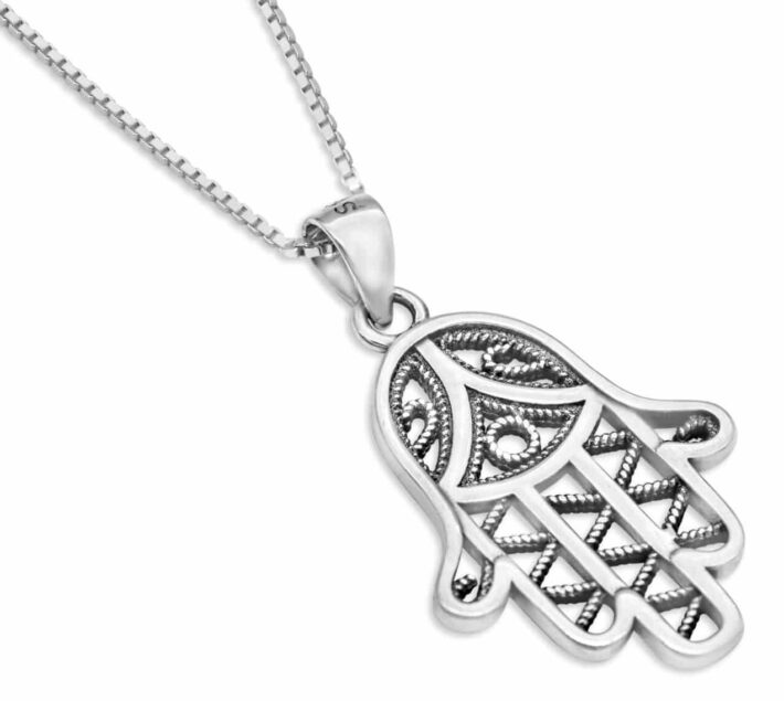 925 Sterling Silver Hamsa Hollow Necklace