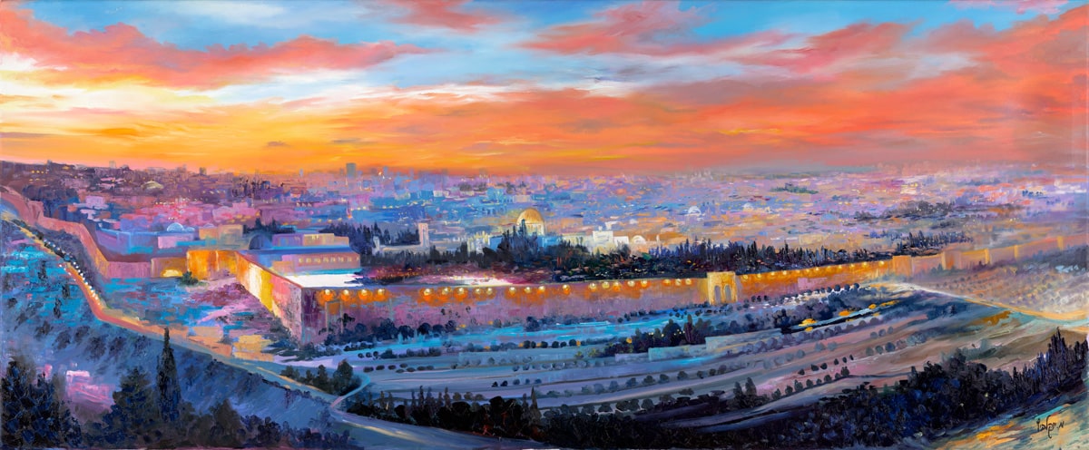 Panorama of Old Jerusalem in The Evening Print