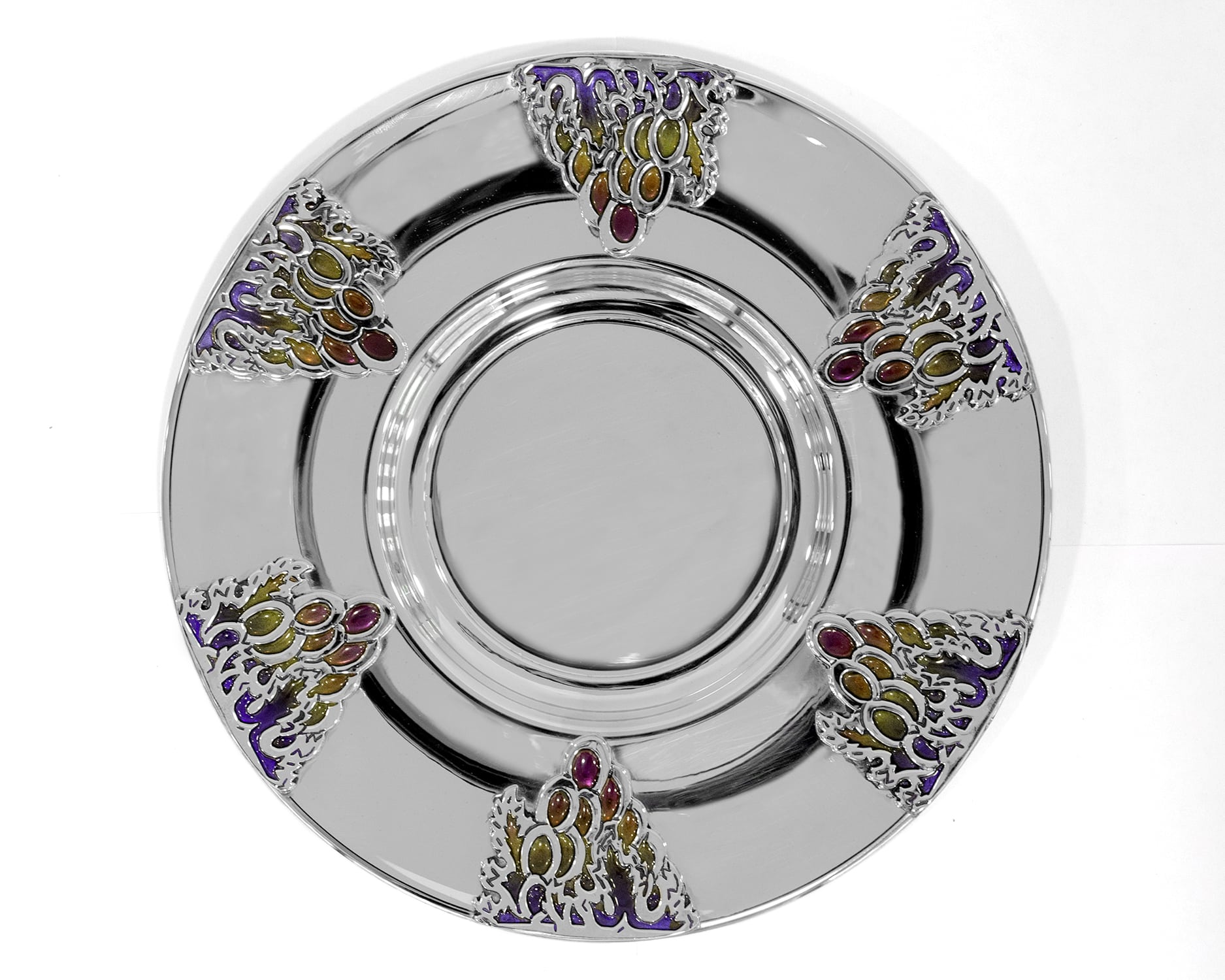 Grapes Design Silver Kiddush Cup Set