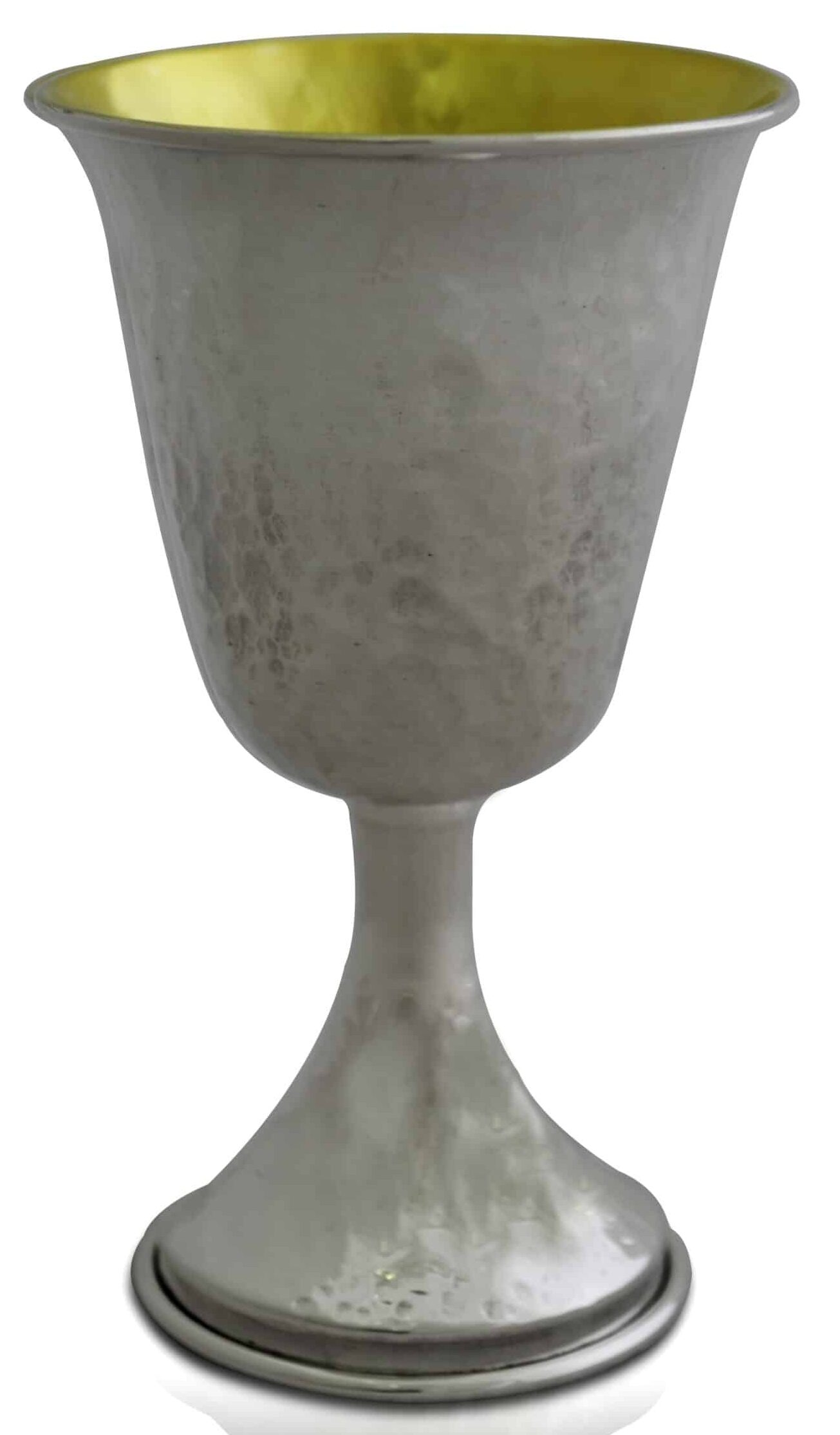 Hammered Finishing Silver Cup for Kiddush with Stem