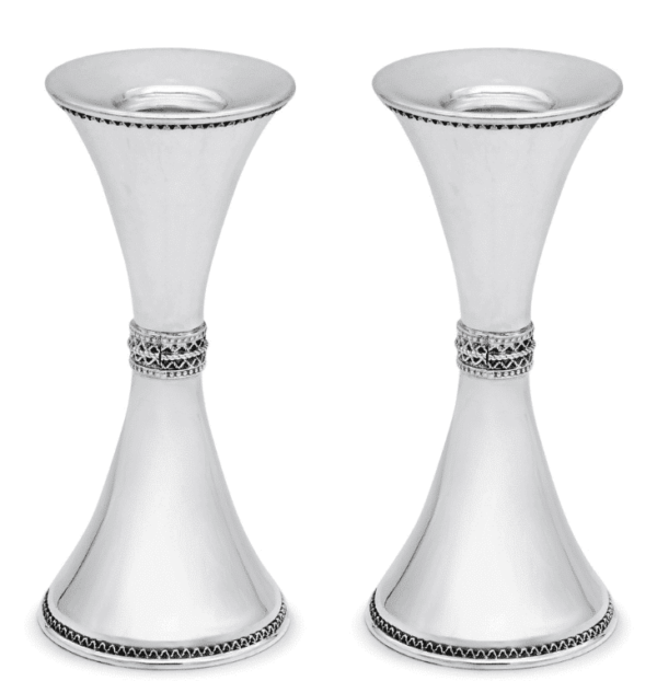 925 Sterling Silver Candlesticks with Filigree Decorations