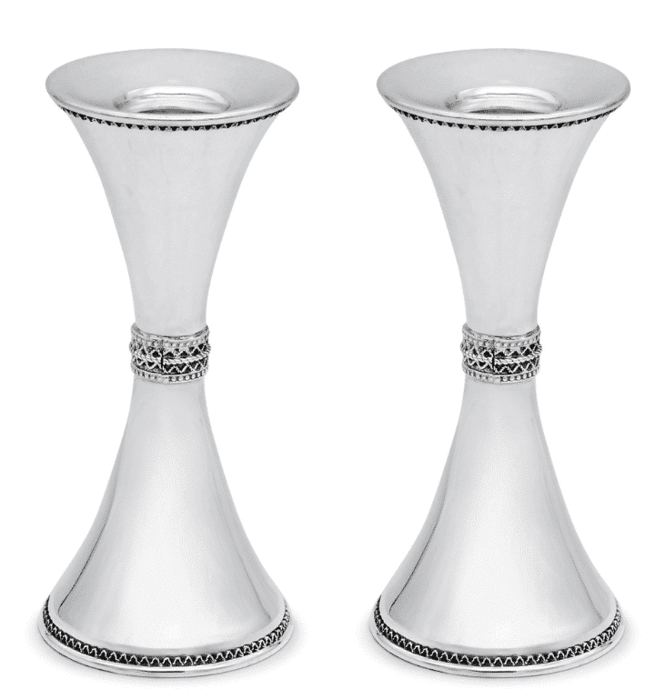 925 Sterling Silver Candlesticks with Filigree Decorations