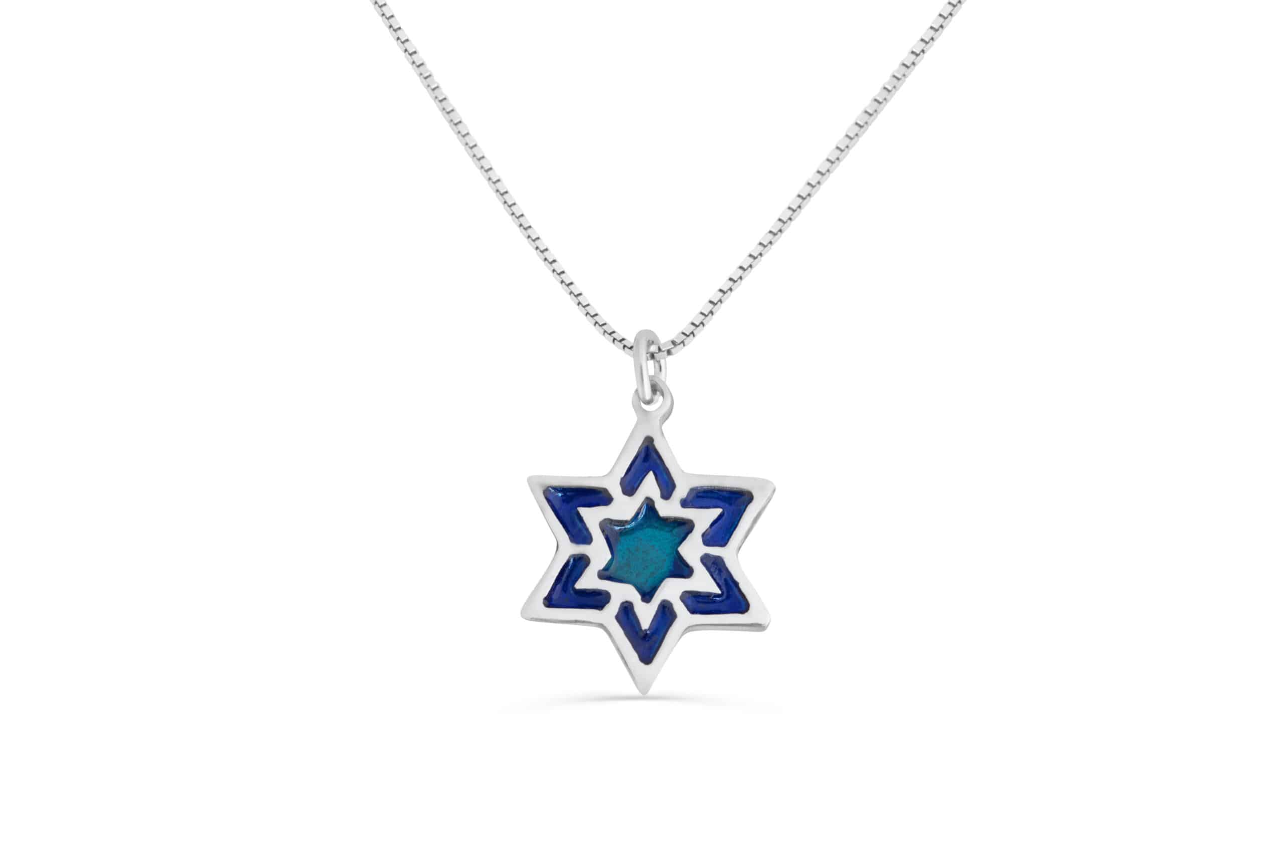 Small Magen David Necklace with Enamel