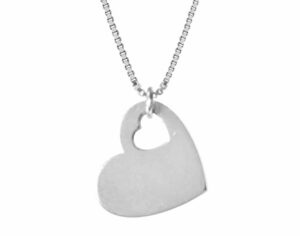 Sterling Silver Heart Pendant with Small Hollow Heart