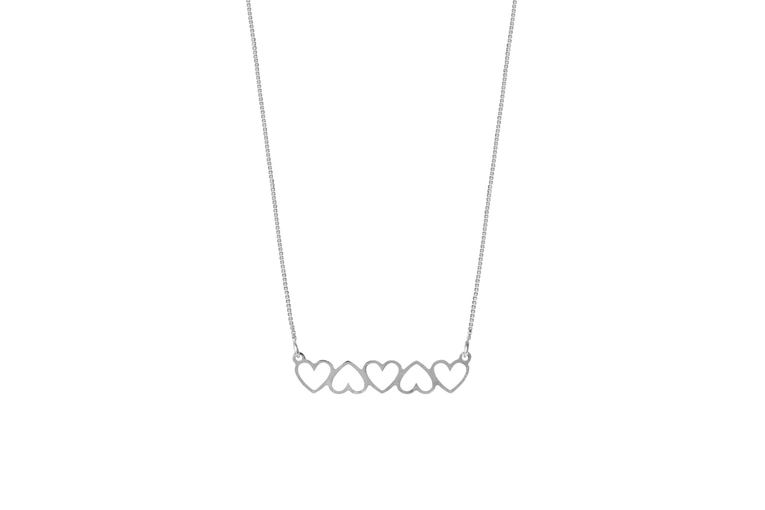 Horizontal Hearts Sterling Silver Necklace