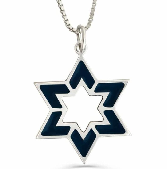 Star of David Hollow Enameled Silver Pendant