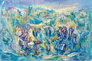 Rainbow Hasidic Chuppah with Klezmer Painting