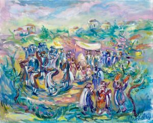 Abstract  Hassidic Chuppah on the Hills of Galilee Painting