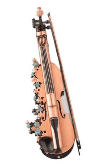 Unusual Copper Violin Mezuzah with Star of David Designs