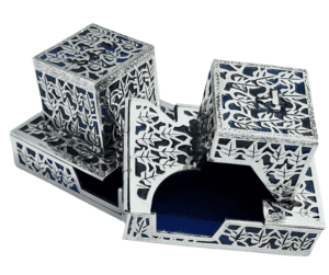 Unique Personalized Tefillin Covers with Blue Enamel Colors