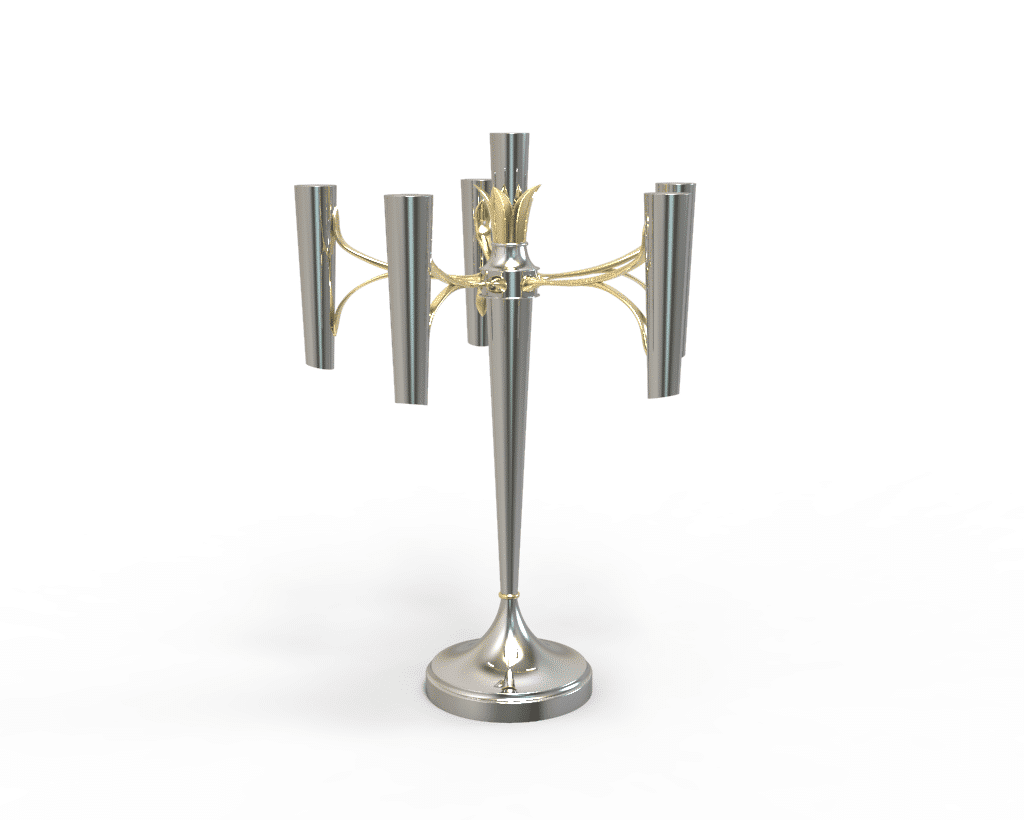 Modern Breathtaking Sterling Silver Candelabra with Gold Brass