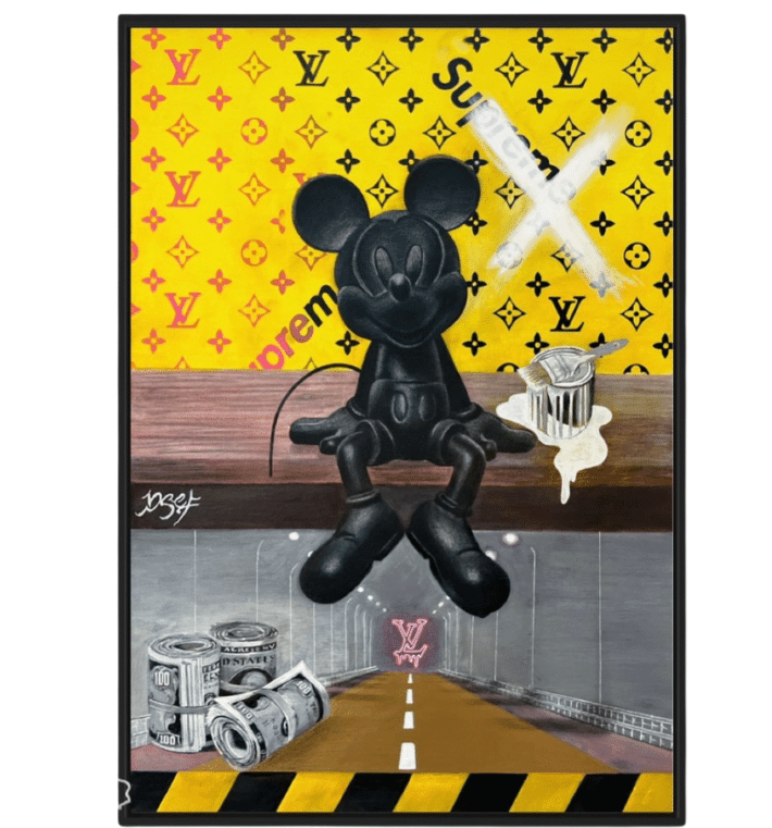 Fashionable Mickey Mouse On a Louis Vuitton Background Pop Art Painting