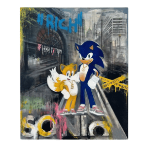 Modern Sonic and Tails in Manhattan Acrylic Canvas Painting