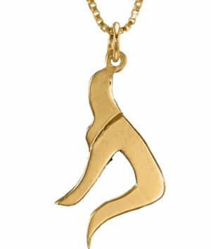 14k Gold Medium Size Unusual Shape of Triangles Chai Necklace