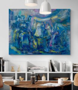 Under the Chuppah with Klezmer Musicians Abstract Painting
