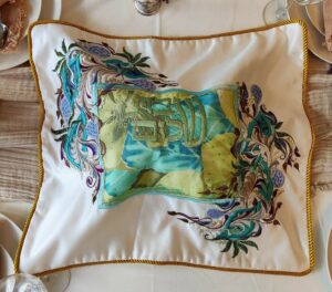 Colorful Floral & Leaves Hand Embroidered Shabbat Bread Cover