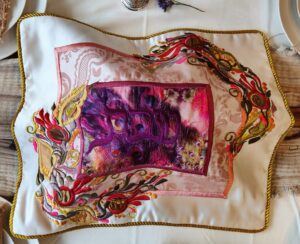Colorful Floral & Leaves Hand Embroidered Shabbat Bread Cover