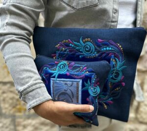 Classic Beautiful Multicolored Custom Name Tallis and Tefillin Bags