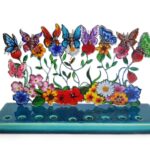 Children Multi Color Modern Flowers and Butterflies Menorah